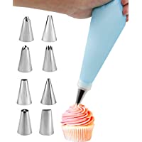 8Pcs Boquillas Pasteleras Profesionales y 1Pcs Manga Pastelera Silicona Reutilizables para Decoración de Pasteles…
